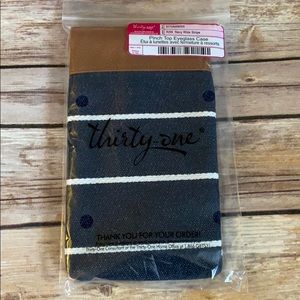 NIP Thirty-One Pinch Top Eyeglass Case Navy Stripe